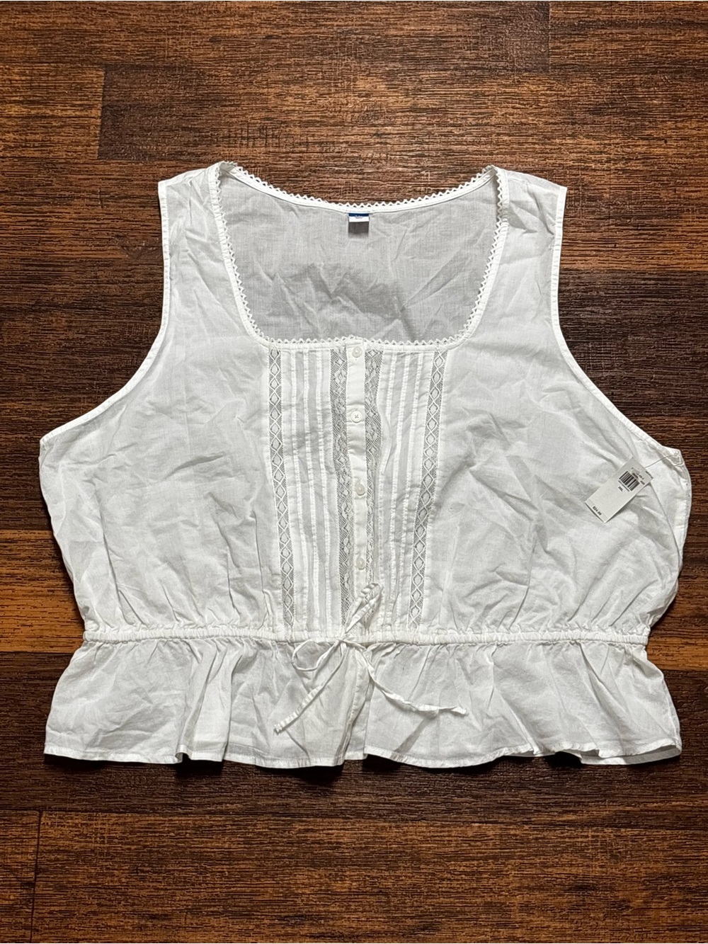 Old Navy White Lace-Trim Peplum Camisole